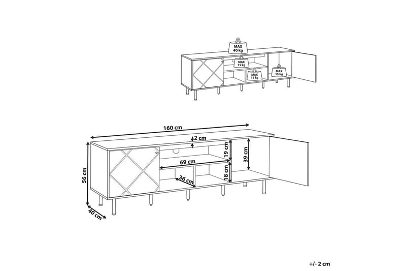 TV-bord Palmer Lyst træ, hvid - Lyst træ, hvid - Møbler - TV borde & mediemøbler - TV-borde