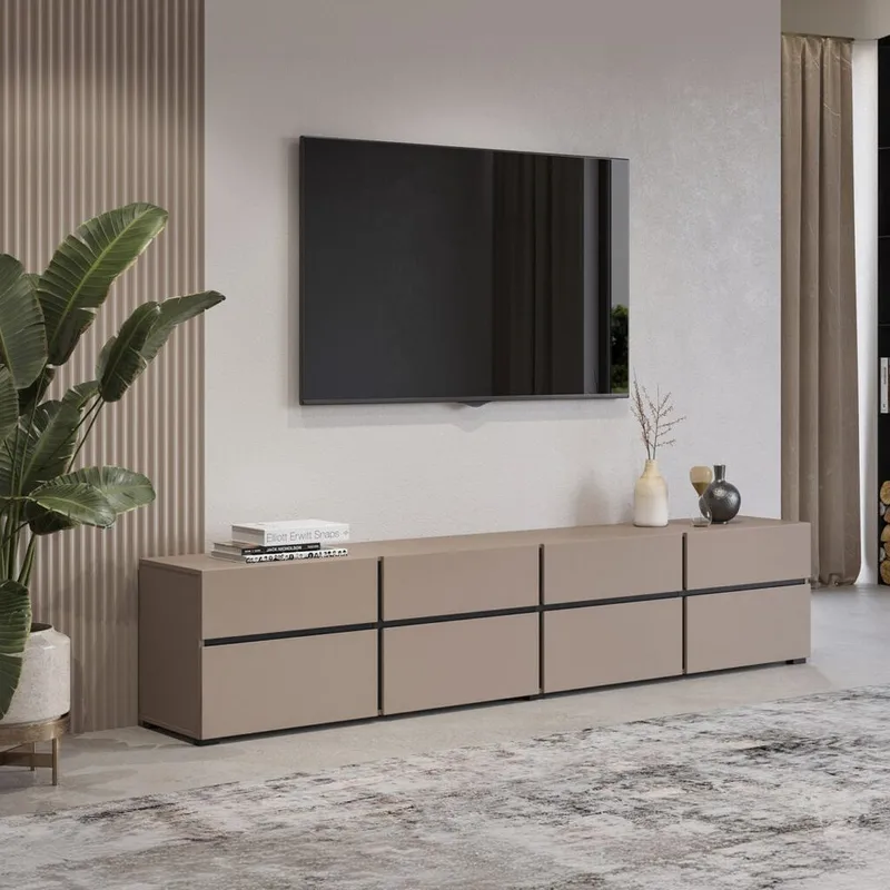 TV-enhed Cross 4 døre med 4 skuffer - Congo - Sort - Møbler - TV borde & mediemøbler - TV-borde