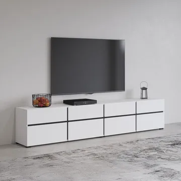 TV-enhed Cross 4 døre med 4 skuffer - Hvid - Sort - Møbler - TV borde & mediemøbler - TV-borde