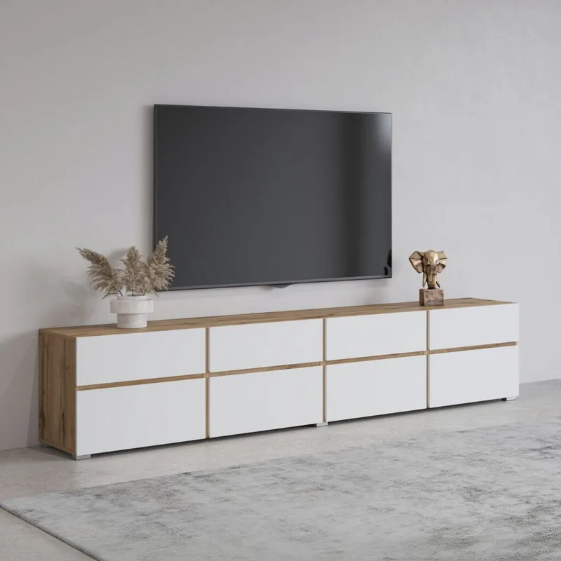 TV-enhed Cross 4 døre med 4 skuffer - Hvid - Møbler - TV borde & mediemøbler - TV-borde