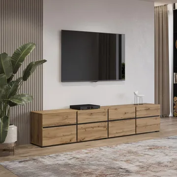 TV-enhed Cross 4 døre med 4 skuffer - Wotan Eg - Sort - Møbler - TV borde & mediemøbler - TV-borde