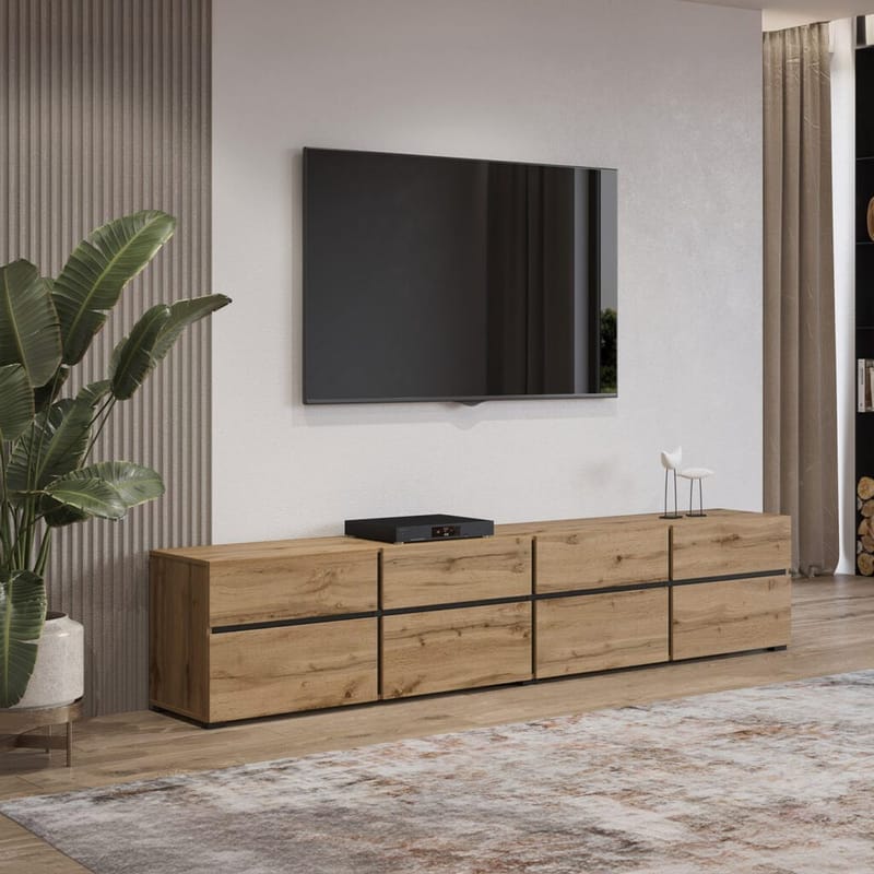 TV-enhed Cross 4 døre med 4 skuffer - Wotan Eg - Sort - Møbler - TV borde & mediemøbler - TV-borde