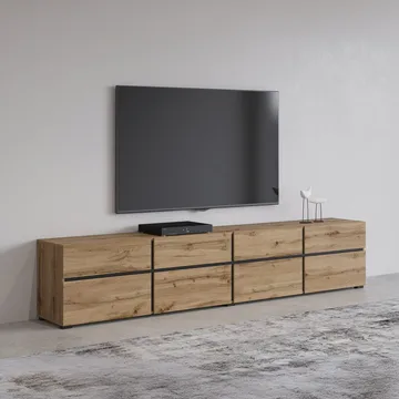 TV-enhed Cross 4 døre med 4 skuffer - Wotan Eg - Sort - Møbler - TV borde & mediemøbler - TV-borde