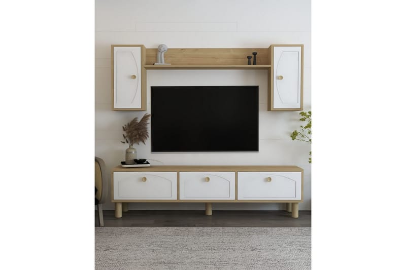 TV-enhed Jasvindir Sudamal Eg / Hvid - Sudamal Eg / Hvid - Møbler - TV borde & mediemøbler - TV-skab