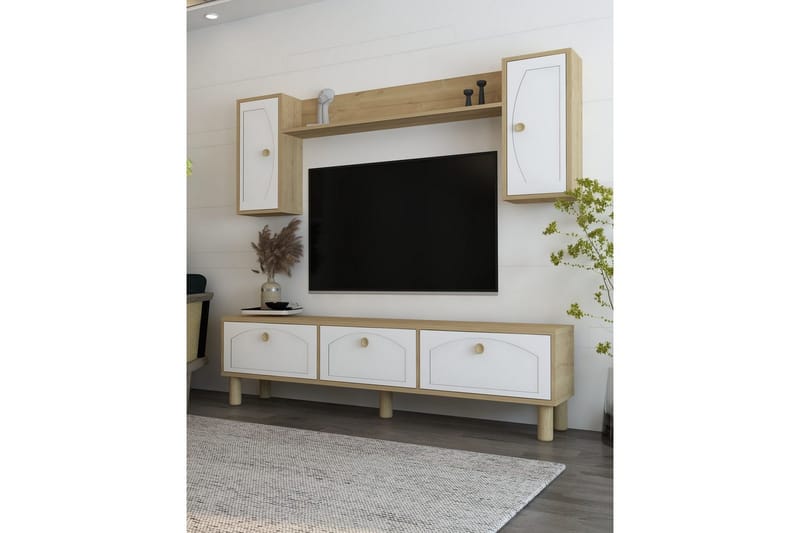 TV-enhed Jasvindir Sudamal Eg / Hvid - Sudamal Eg / Hvid - Møbler - TV borde & mediemøbler - TV-skab
