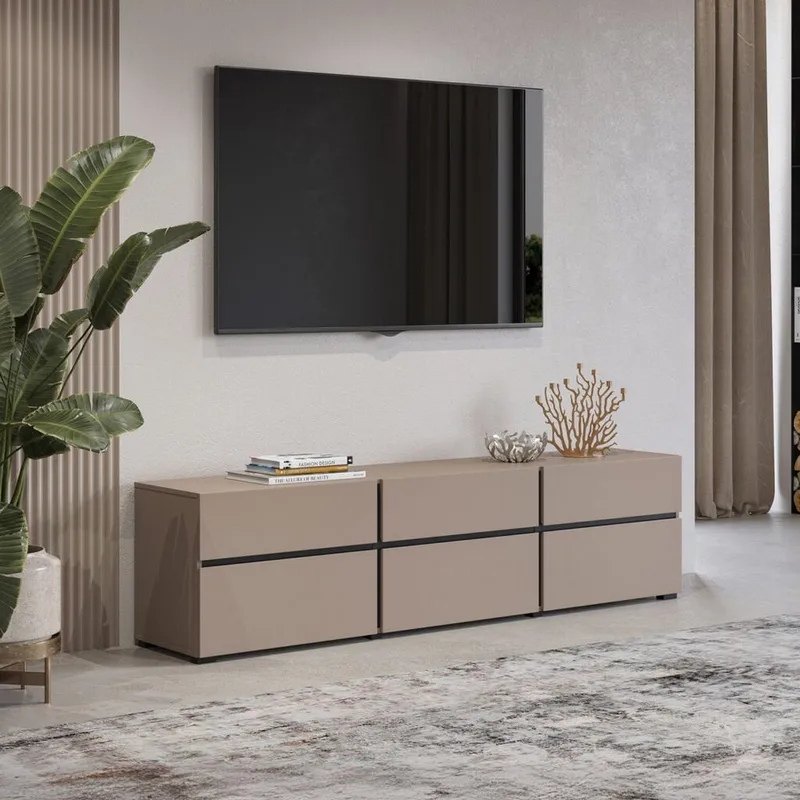 TV-enhed Kryds 3 Klapper med 3 Skuffer - Congo - Sort - Møbler - TV borde & mediemøbler - TV-borde