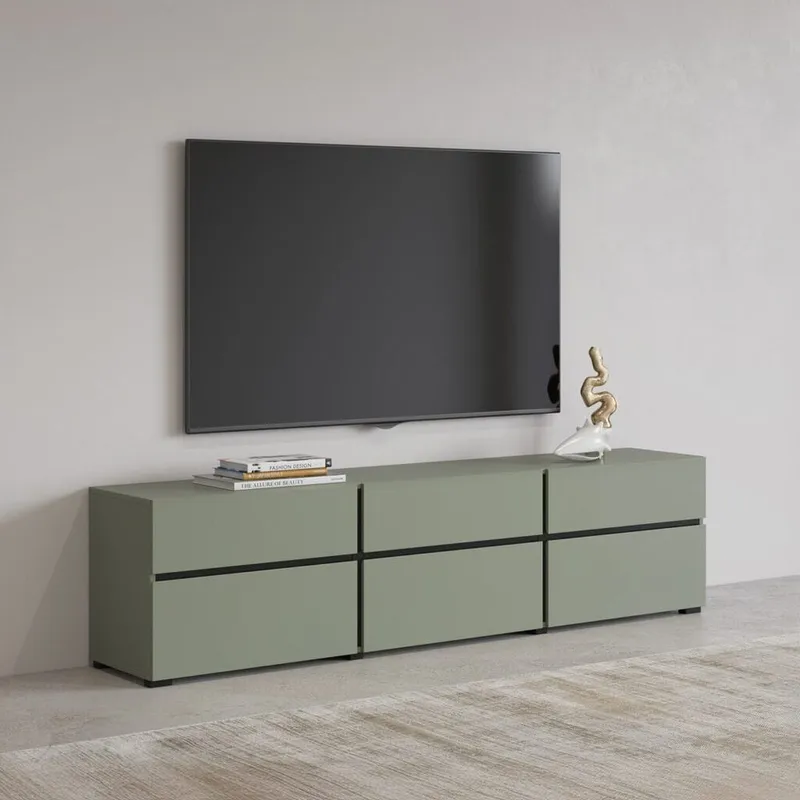 TV-enhed Kryds 3 Klapper med 3 Skuffer - Grøn - Sort - Møbler - TV borde & mediemøbler - TV-borde