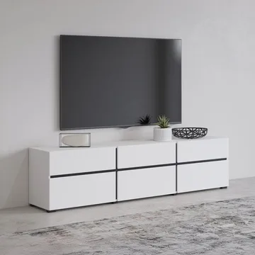 TV-enhed Kryds 3 Klapper med 3 Skuffer - Hvid - Sort - Møbler - TV borde & mediemøbler - TV-borde