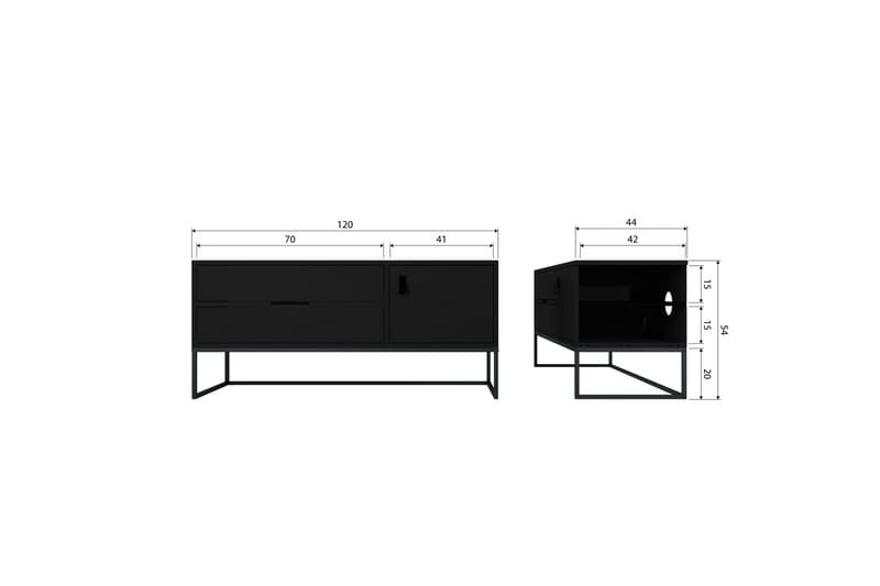 TV-enhed Silas - Blacknight, Ask, 120 cm - Møbler - TV borde & mediemøbler - TV-borde