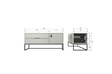 TV-enhed Silas - Støv, Børstet fyrretræ, 120 cm - Møbler - TV borde & mediemøbler - TV-borde