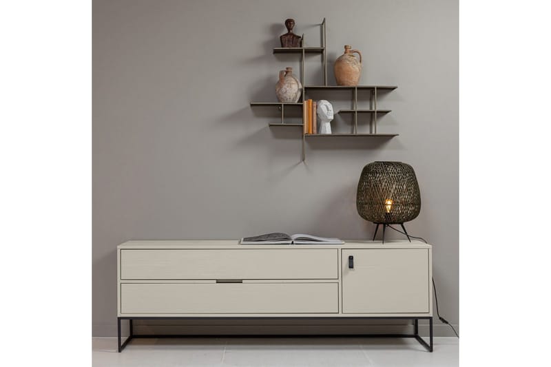 TV-enhed Silas - Støv, Børstet fyrretræ, 180 cm - Møbler - TV borde & mediemøbler - TV-borde