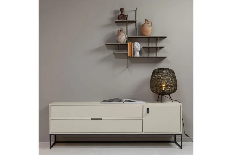 TV-enhed Silas - Støv, Børstet fyrretræ, 180 cm - Møbler - TV borde & mediemøbler - TV-borde