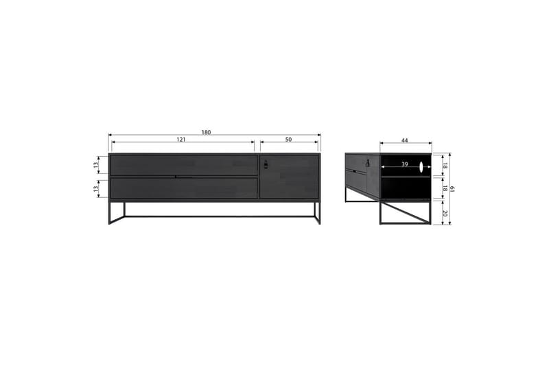 TV-enhed Silas - Støv, Børstet fyrretræ, 180 cm - Møbler - TV borde & mediemøbler - TV-borde