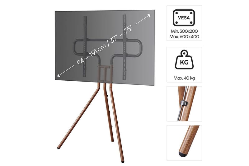 TV Gulvstativ Hama Design Op til 75 - Mørkebrun - Møbler - TV borde & mediemøbler - Mediestativ & vægbeslag