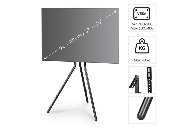 TV Gulvstativ Hama Design Op til 75 - Sort - Møbler - TV borde & mediemøbler - Mediestativ & vægbeslag