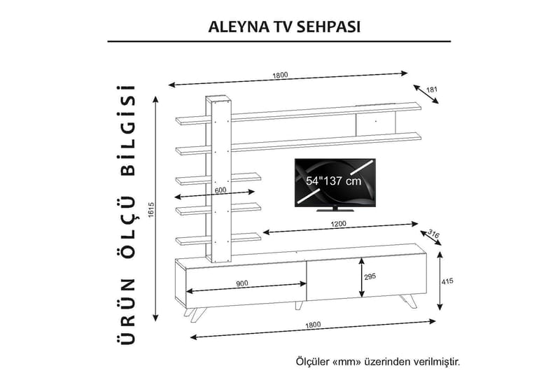 Alingca medieopbevaring - Hvid - Tv-møbelsæt