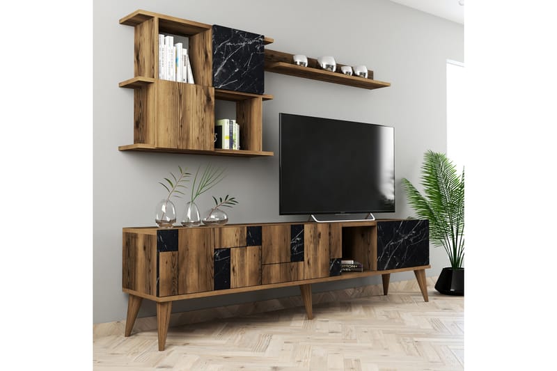 Alsacia TV-Møbelsæt 180 cm - Mørkebrun / sort - Møbler - TV borde & mediemøbler - Tv-møbelsæt
