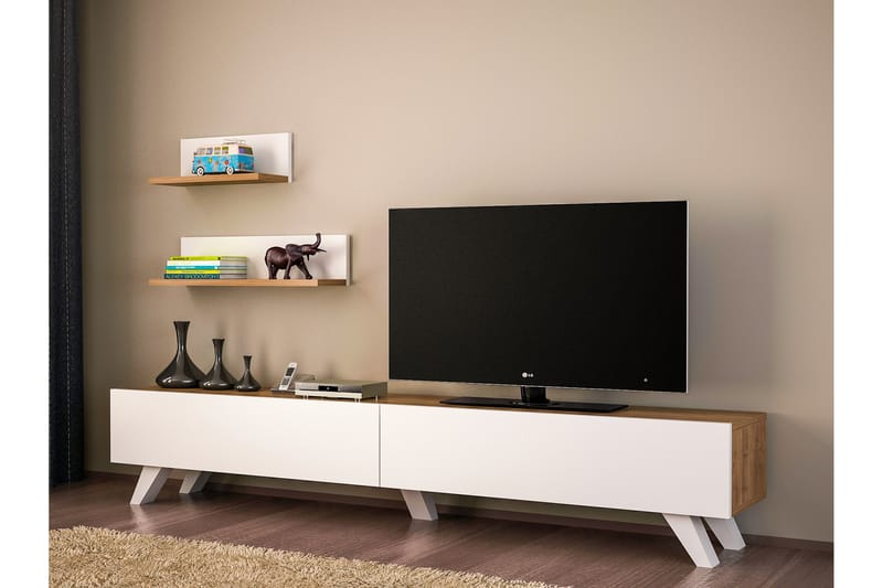 Amerza TV-Bord - Hvid / valnød - Tv-møbelsæt