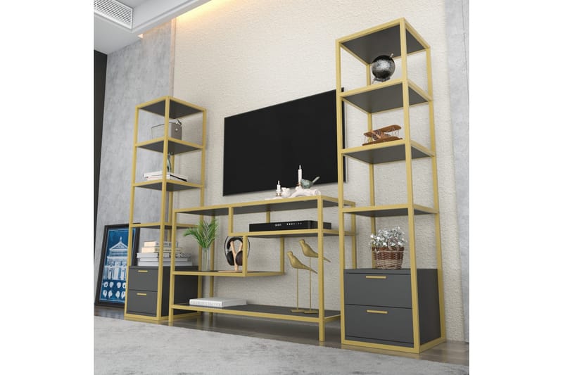 Andifli TV-møbelsæt 198x160 cm - Guld - Tv-møbelsæt