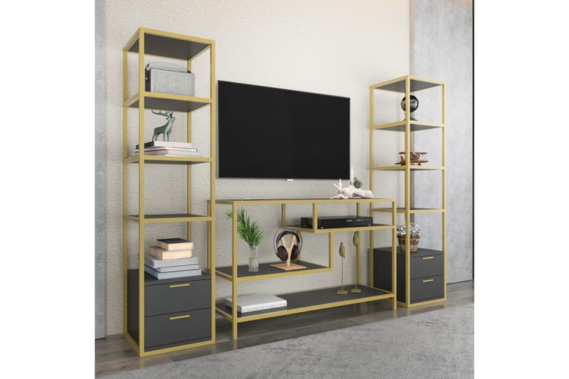 Andifli TV-møbelsæt 198x160 cm - Guld - Tv-møbelsæt