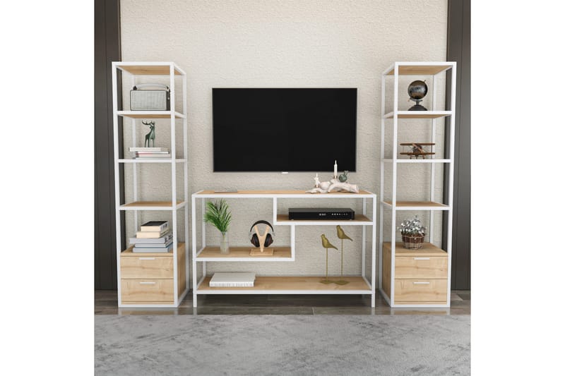 Andifli TV-møbelsæt 198x160 cm - Hvid - Tv-møbelsæt