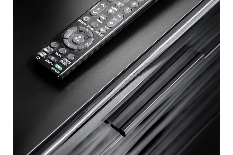 Apryl Modern TV mediemøbel med vitrineskab og LED-belysning - Sort - Møbler - TV borde & mediemøbler - Tv-møbelsæt