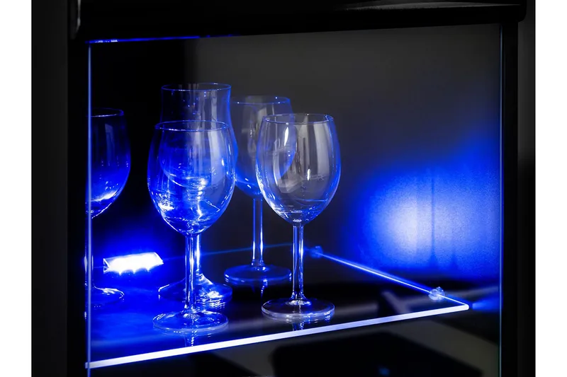 Apryl Modern TV mediemøbel med vitrineskab og LED-belysning - Sort - Møbler - TV borde & mediemøbler - Tv-møbelsæt