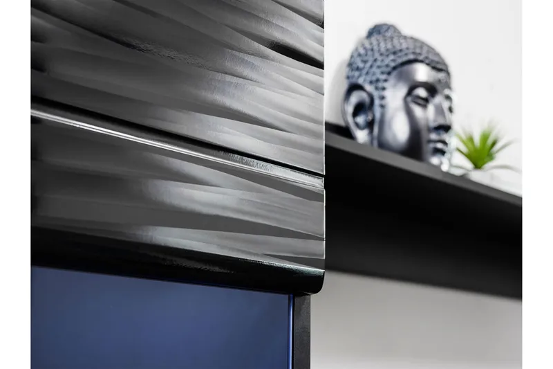 Apryl Modern TV mediemøbel med vitrineskab og LED-belysning - Sort - Møbler - TV borde & mediemøbler - Tv-møbelsæt