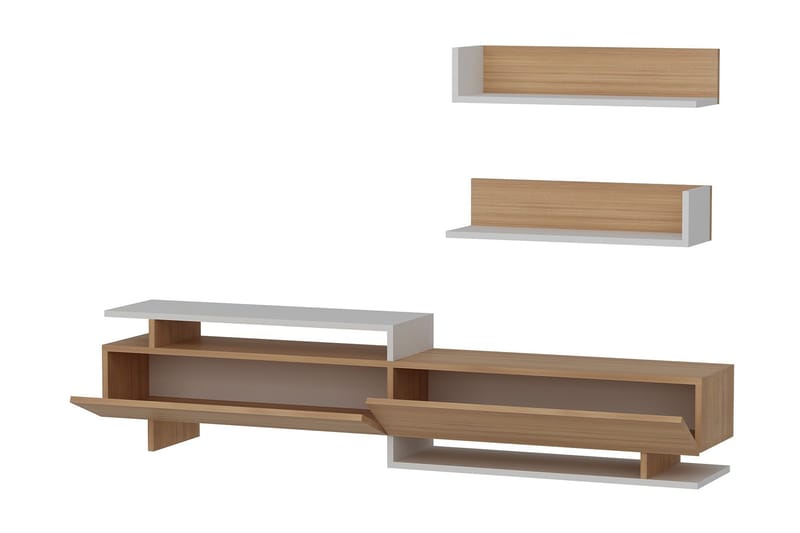 Ayaze tv-bord - Vit / teak - Møbler - TV borde & mediemøbler - Tv-møbelsæt