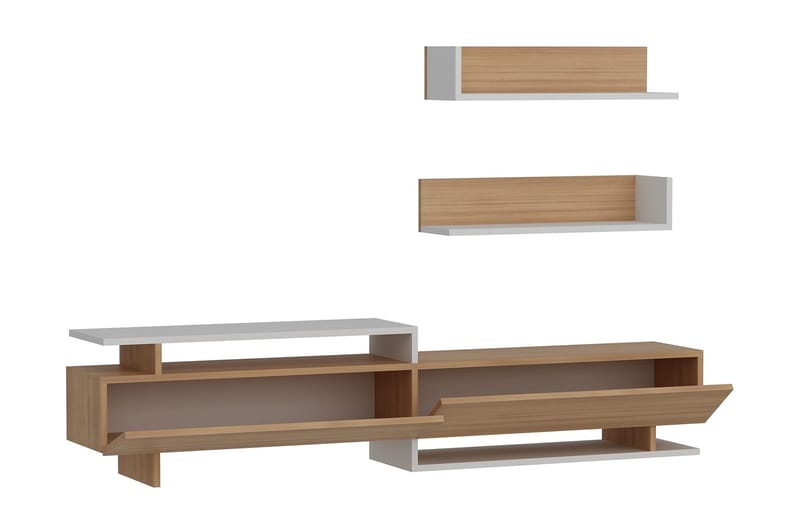Ayaze tv-bord - Vit / teak - Møbler - TV borde & mediemøbler - Tv-møbelsæt