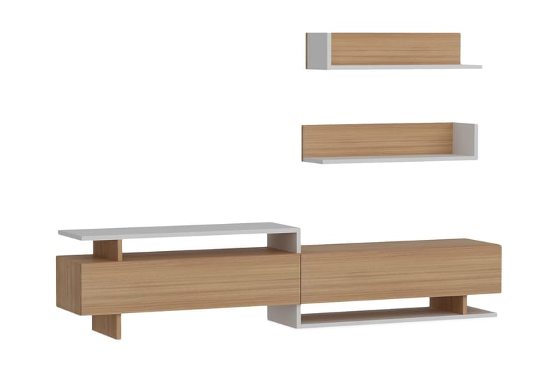 Ayaze tv-bord - Vit / teak - Møbler - TV borde & mediemøbler - Tv-møbelsæt