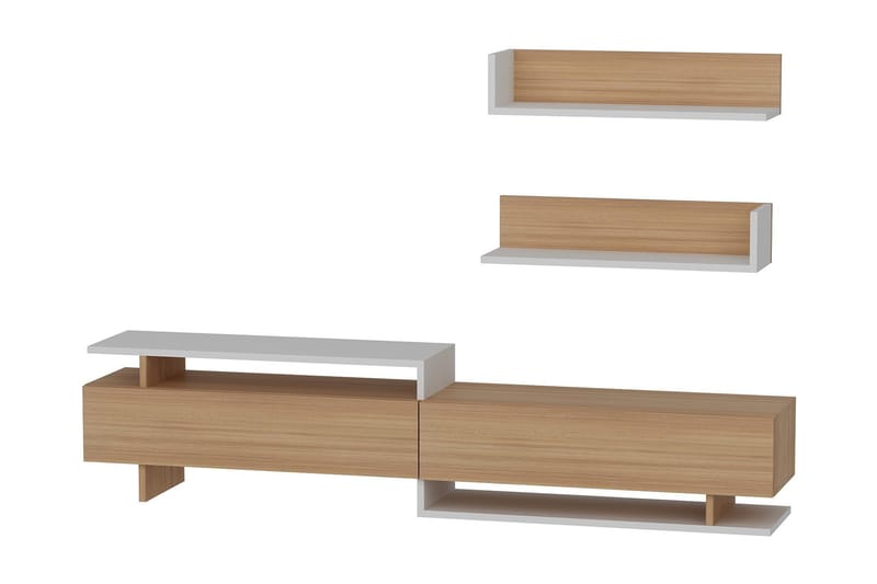 Ayaze tv-bord - Vit / teak - Møbler - TV borde & mediemøbler - Tv-møbelsæt