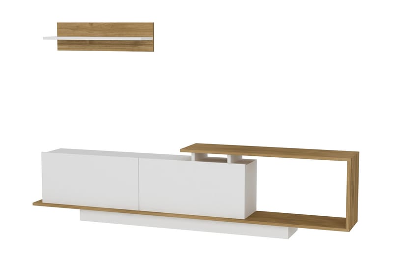 Azoula TV-bord - Hvid / valnød - Tv-møbelsæt