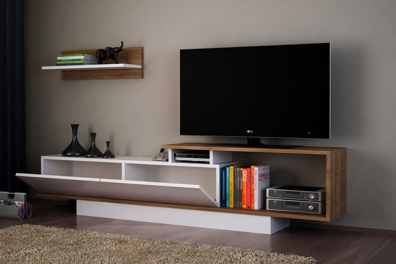 Azoula TV-bord - Hvid / valnød - Møbler - TV borde & mediemøbler - Tv-møbelsæt