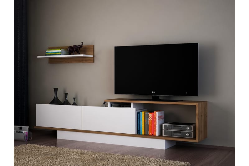 Azoula TV-bord - Hvid / valnød - Møbler - TV borde & mediemøbler - Tv-møbelsæt