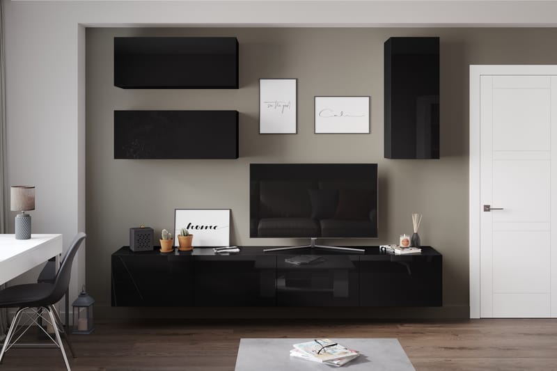 Badachro Tv-Møbelsæt 41x240 cm - Sort - Tv-møbelsæt