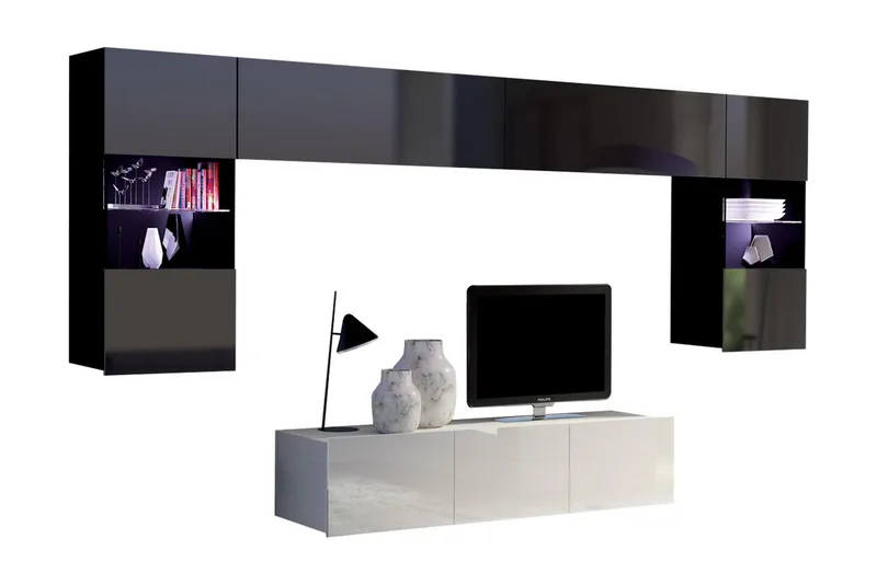 Calabrini tv-møbelsæt - Grå / Hvid - Møbler - TV borde & mediemøbler - Tv-møbelsæt