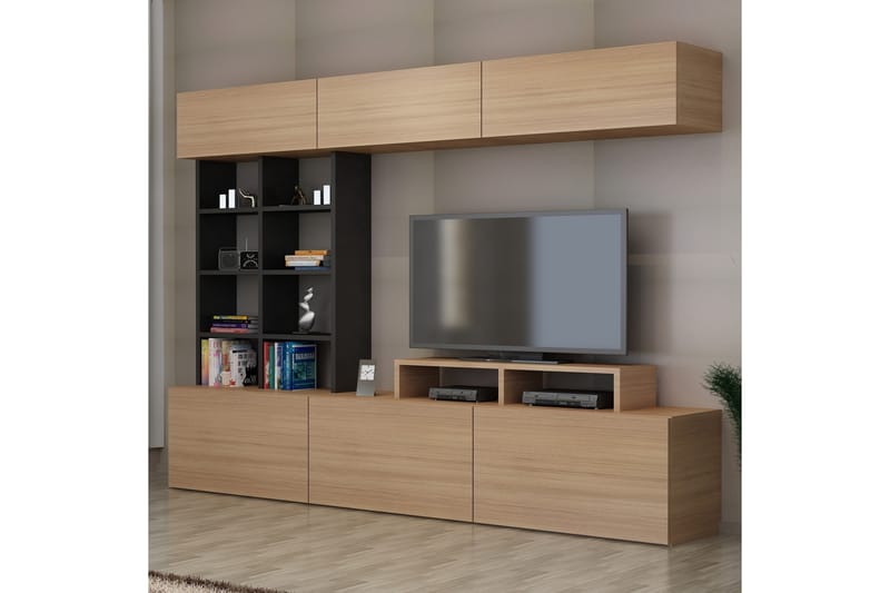 Decorotika Medieopbevaring - Teak / sort - Møbler - TV borde & mediemøbler - Tv-møbelsæt