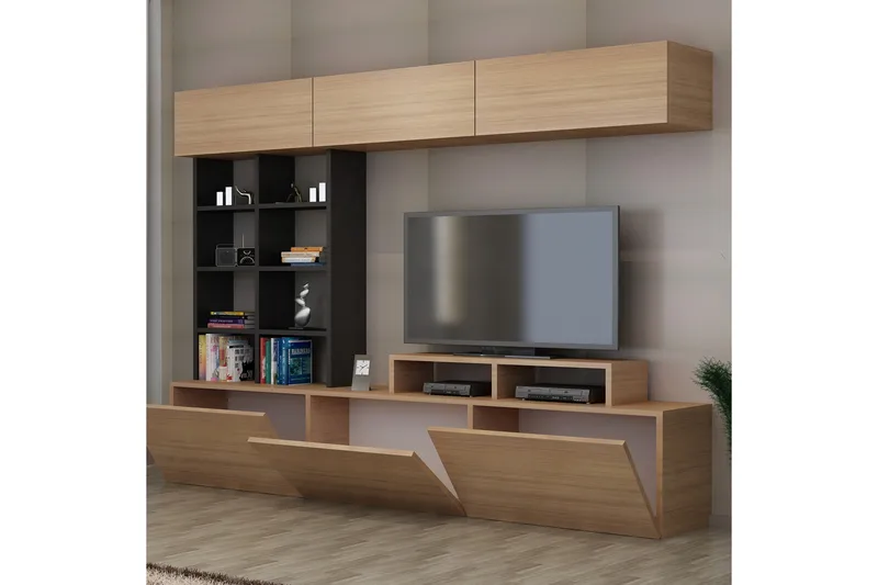 Decorotika Medieopbevaring - Teak / sort - Møbler - TV borde & mediemøbler - Tv-møbelsæt