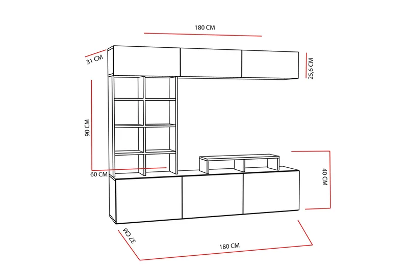 Decorotika Medieopbevaring - Teak / sort - Møbler - TV borde & mediemøbler - Tv-møbelsæt