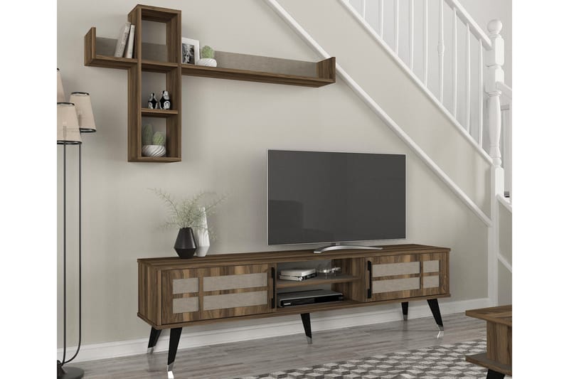 Delevan TV-Møbelsæt 180 cm - Mørkebrun - Tv-møbelsæt