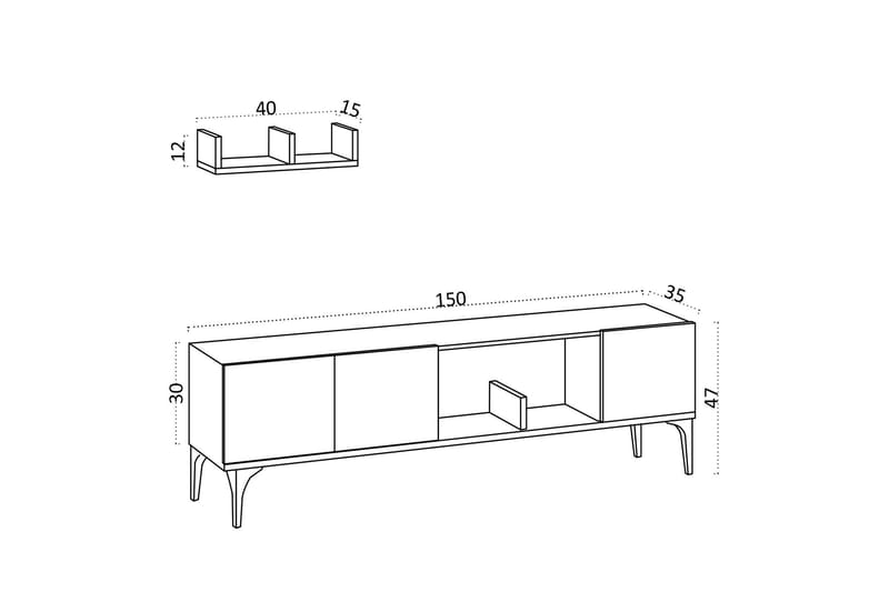 Desgrar TV-møbelsæt 150x47 cm - Blå - Møbler - TV borde & mediemøbler - Tv-møbelsæt