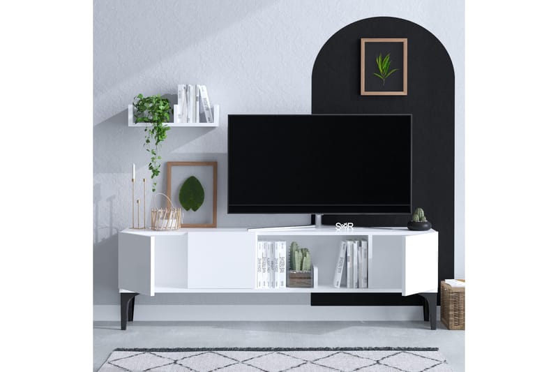 Desgrar TV-møbelsæt 150x47 cm - Hvid - Tv-møbelsæt