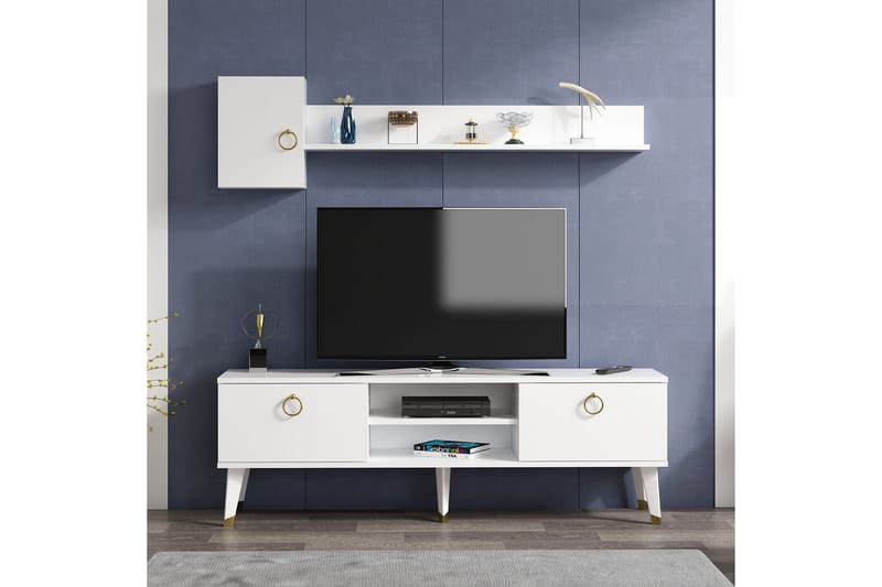 Desgrar TV-møbelsæt 150x50 cm - Hvid - Tv-møbelsæt