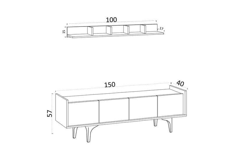 Desgrar TV-møbelsæt 150x57 cm - Blå - Møbler - TV borde & mediemøbler - Tv-møbelsæt