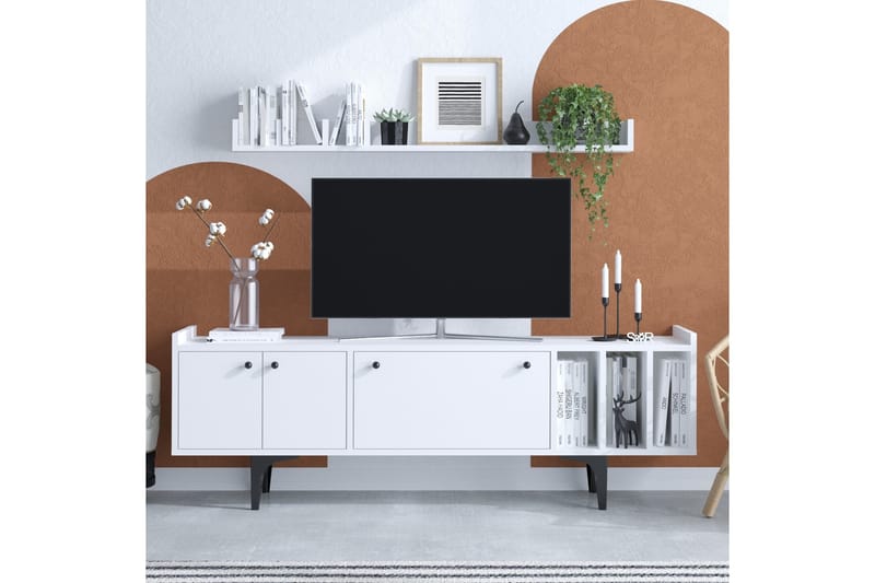 Desgrar TV-møbelsæt 150x57 cm - Hvid - Møbler - TV borde & mediemøbler - Tv-møbelsæt