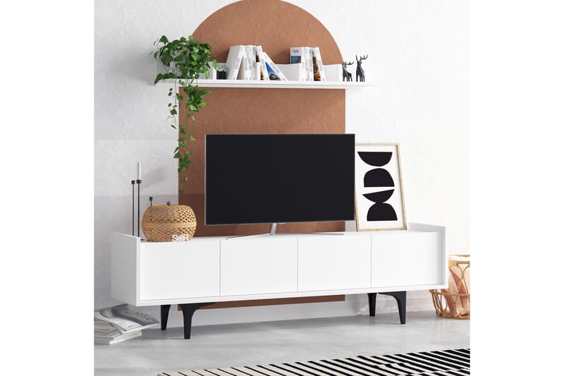 Desgrar TV-møbelsæt 150x57 cm - Hvid - Tv-møbelsæt
