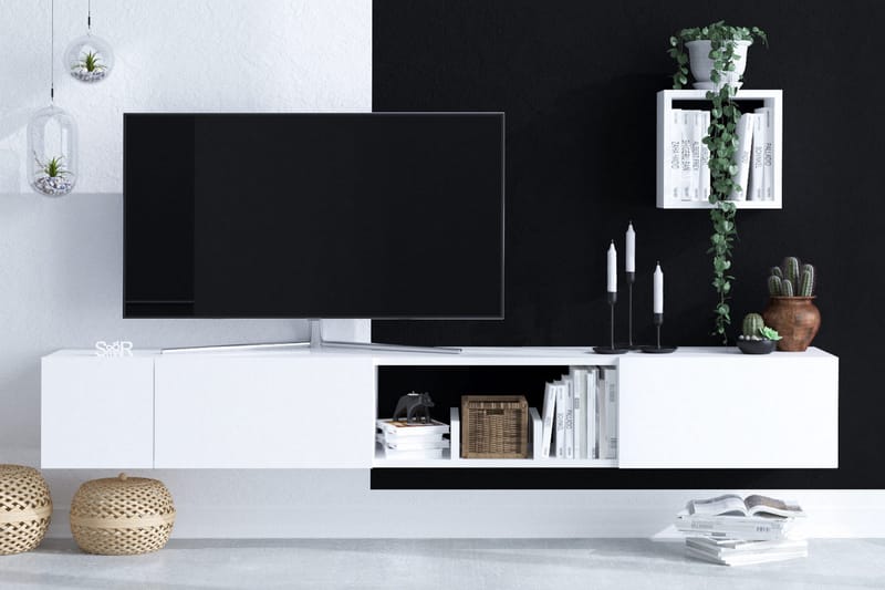 Desgrar TV-møbelsæt 180x25 cm - Hvid - Tv-møbelsæt