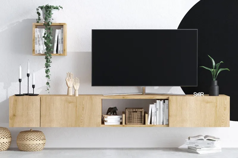 Desgrar TV-møbelsæt 180x25 cm, Natur