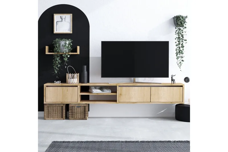Desgrar TV-møbelsæt 180x25 cm, Natur